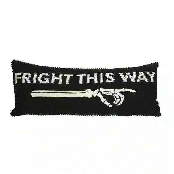NEW LED LIGHT UP Embroidered Accent / Throw Pillow FRIGHT THIS WAY - SO FUN! - Picture 2 of 6